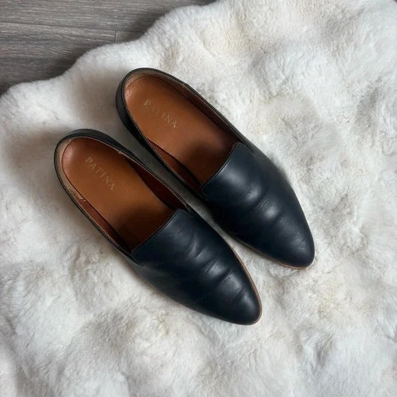 Patina Portland pointed toe leather loafer flat in black - 8 - Picture 2 of 12